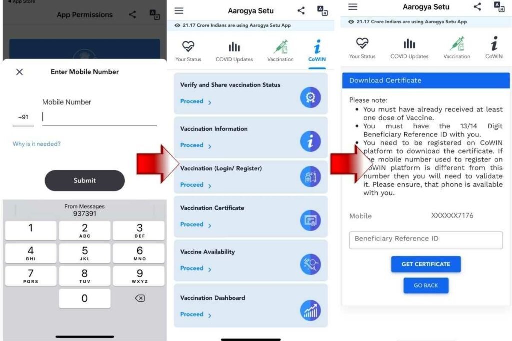 Arogya Setu Vaccination Certificate Download