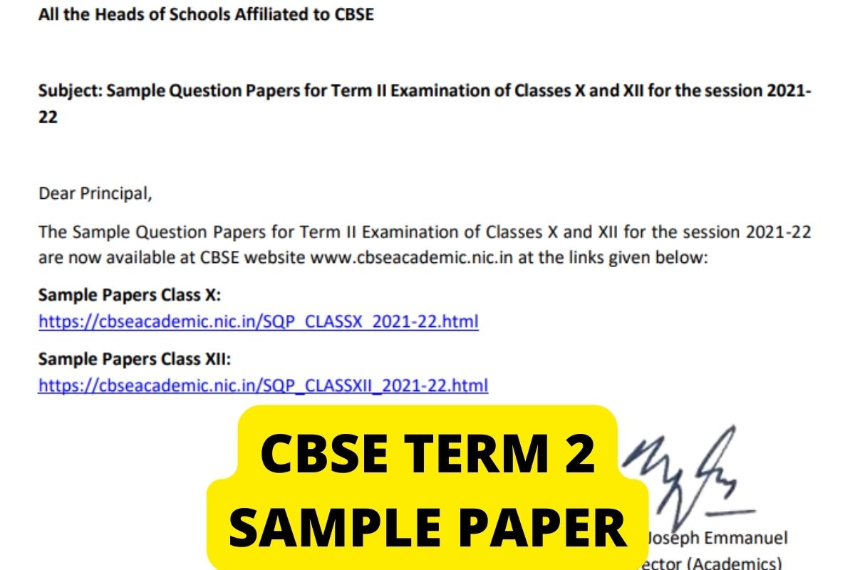 Cbse Term 2 Sample Paper 2022 Cbseacademic Nic In Class 10th 12th Download Subject Wise Pdf
