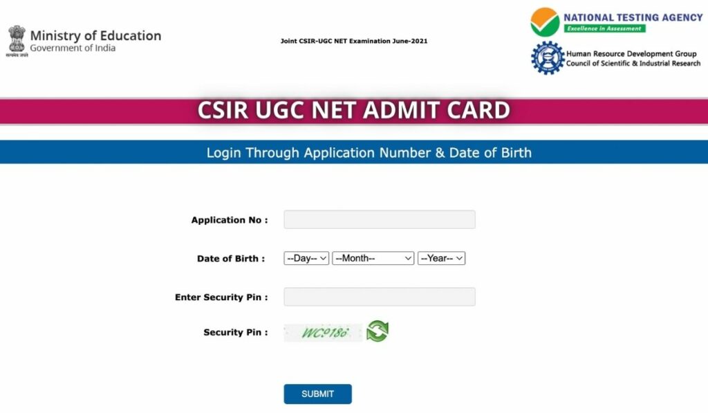 CSIR UGC NET ADMIT CARD