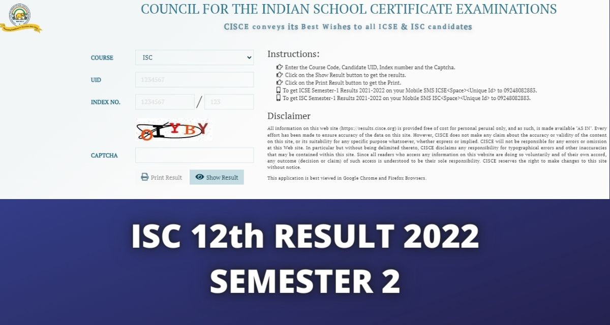 ISC 12th Result 2022 Semester 2