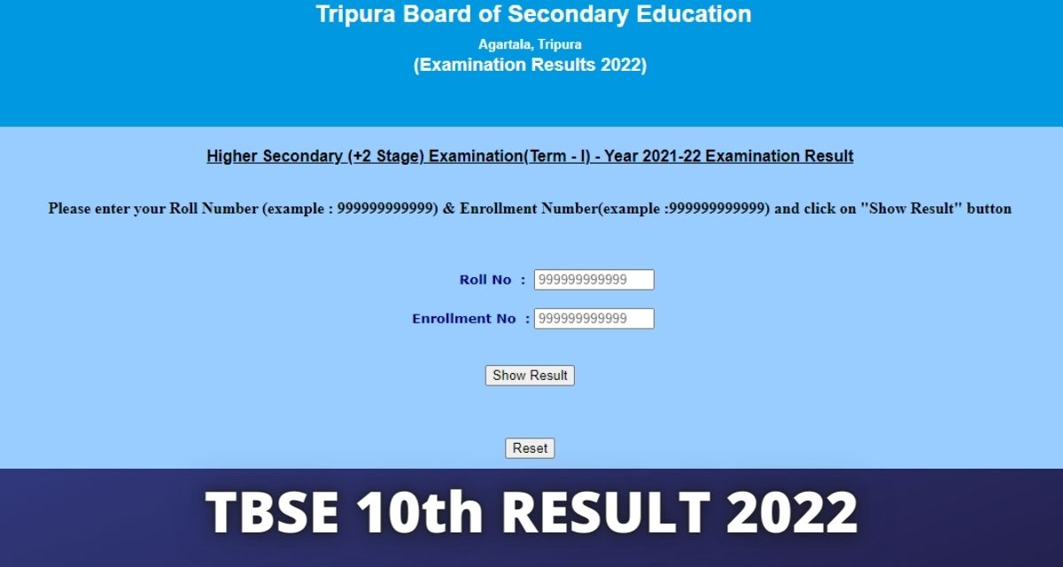 TBSE 10th Result 2022