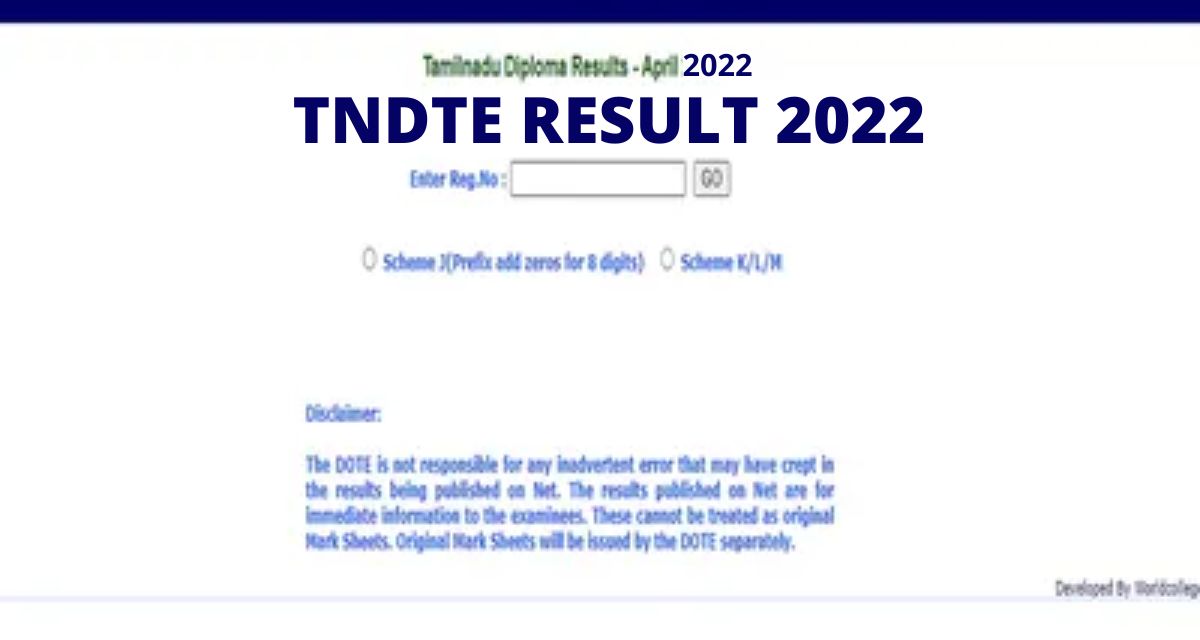 TNDTE Diploma Result 2022